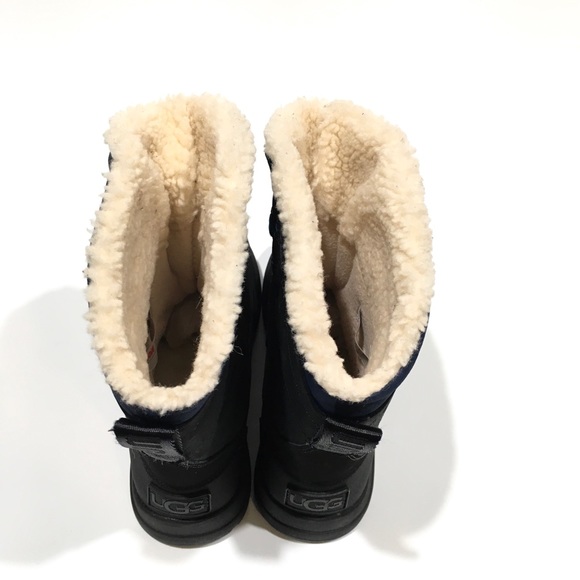 UGG BELLEMORE WEATHER WATERPROOF BOOTS -BLACK / BLUE LEATHER -KIDS US 2 -NEW - Picture 5 of 9
